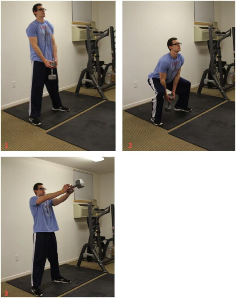 Kettlebell or Dumbbell Swing 1. Starting Movement: Start with your stance a little wider than shoulder width apart with your toes pointed slightly outwards. 2.