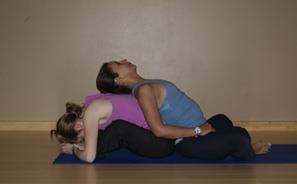 Partner Cobbler s Pose/Chest Opener Opens the shoulders and chest Stretches the front of the body Stretches the hips Relaxes the body Start sitting back to back with your partner with your backs