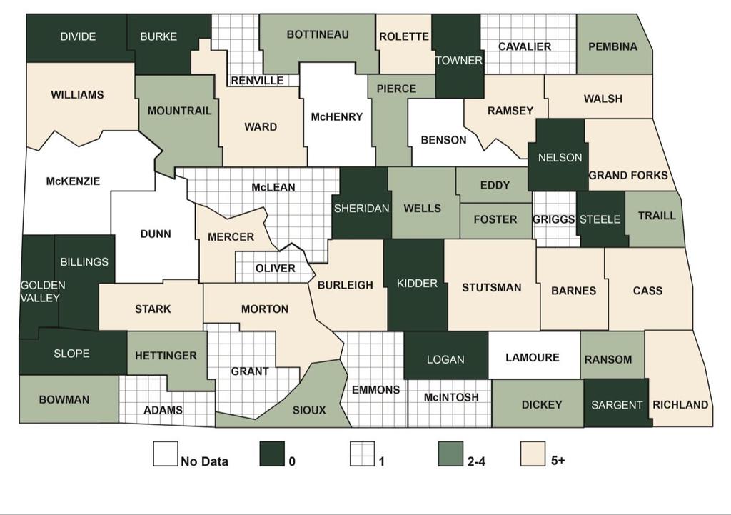 Figure 6. Number of Dentists in North Dakota Counties, 2014 Figure 7.