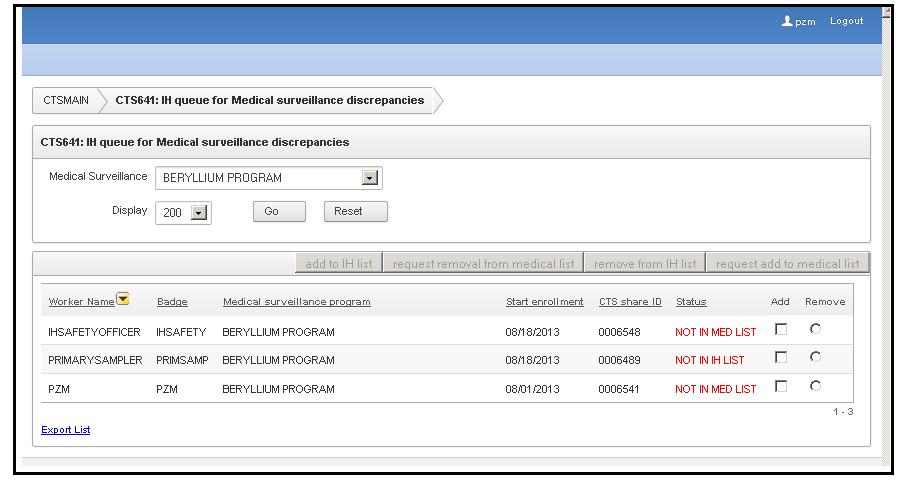 Behind the screens Behind the screens the IT group has implemented the CTS stored procedures to automatically perform a nightly load which compares the medical master list and IH recommendations list