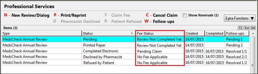 Fee Status Review Not Completed Yet Reviews that have been initiated but have not yet been completed. No Fee Applicable Reviews with no associated fees (usually declined or refused reviews).
