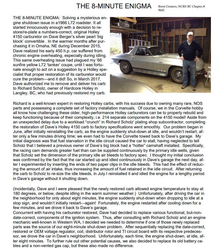 The following article was written for the NW chapter newsletter by our Brent Connors.