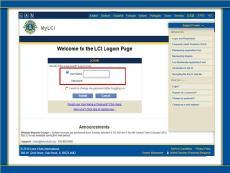 Logging in to MyLCI Registration Screen
