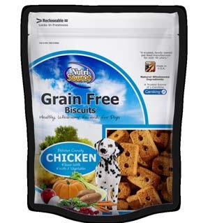 CHICKEN FLAVOR Grain Free Biscuits WHITEFISH FLAVOR Grain Free Biscuits Delicious Crunchy CHICKEN FLAVOR With Fruits & Vegetables Great Lakes WHITEFISH With Fruits & Vegetables Made in A Wholesome A