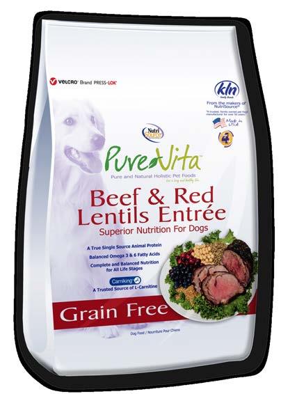 PureVita Beef & Red Lentils Entree Grain Free combines tasty beef with wholesome red lentils as well as a select variety of fruits to deliver a healthy and delicious,easy to digest meal your dog will