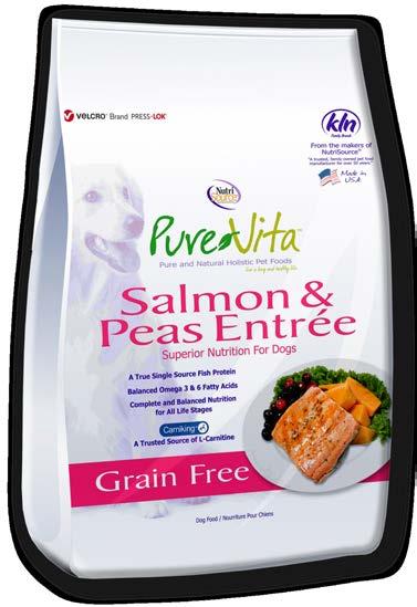 Salmon & Peas Entrée Grain Free Dog Food Made With Real Salmon Salmon, salmon meal, peas, sweet potato, pea flour, pea starch, sunflower oil (preserved with mixed tocopherols and citric acid),