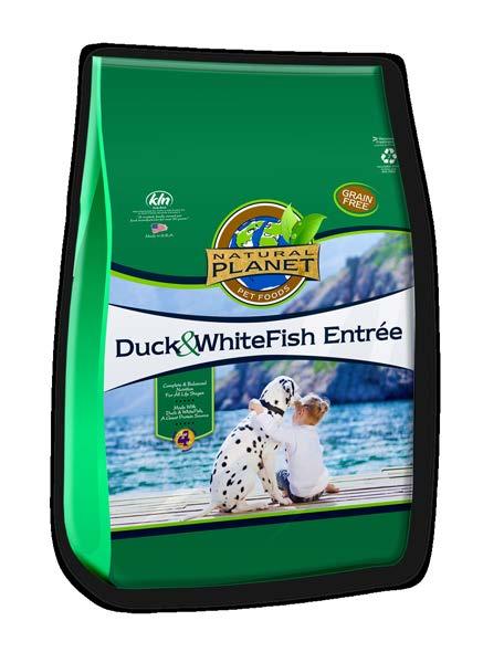From the makers of NutriSource GRAIN FREE Natural Planet Duck & WhiteFish Entree Grain Free combines duck & tasty whitefish with wholesome fruits to deliver a delicious, easy to digest meal your dog