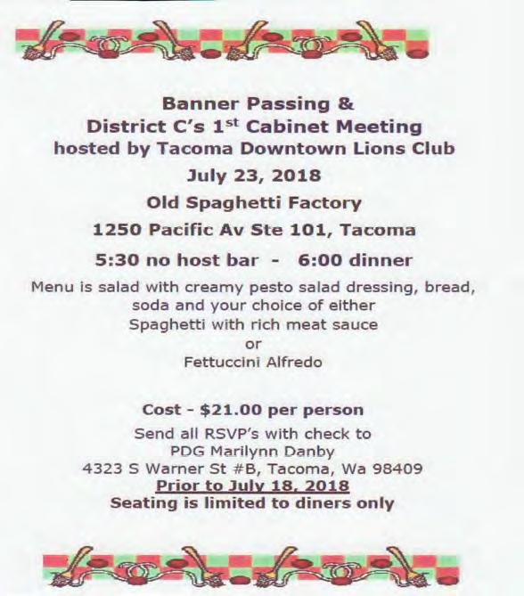 Let s have a good showing at the Banner Passing this year at the Old Spaghetti Factory.