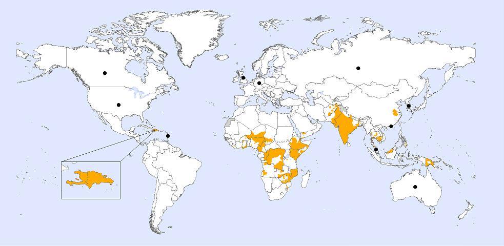 Major cholera outbreaks & hotspots, 2005-2011 Oct 2010 - Dec 2011 Haiti 500 000 cases Nov 2009 - Dec 2011 Central Africa > 129 000 cases 2009/10 Papua New Guinea > 10 000 cases annually : Bangladesh