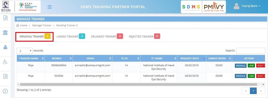 Trainer can add the (delinked) Training Partner / Training Centre details again from their Trainer Profile> Associated Organization page in TAKSHASHILA Portal.