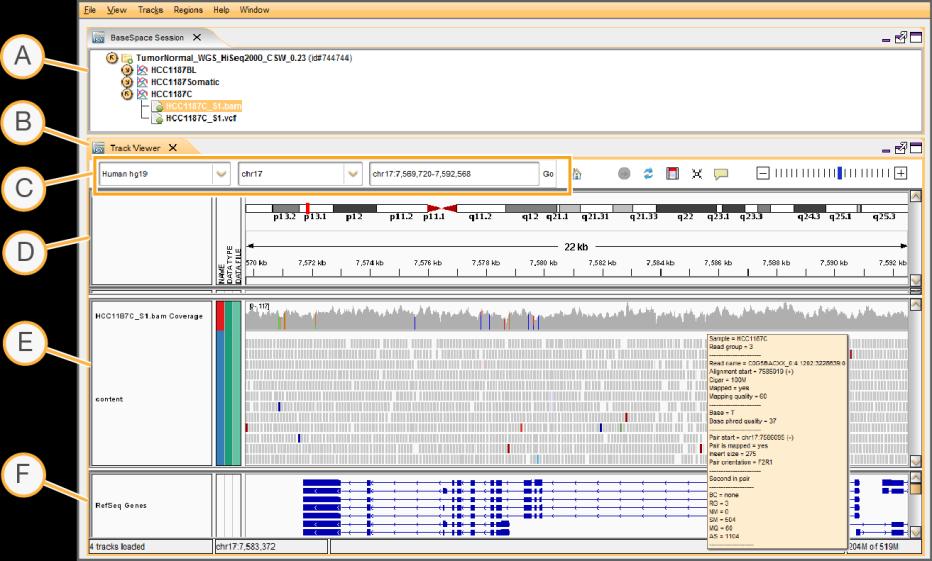 IGV User Interface Data visualization and inspection of variant calls are facilitated by allowing multiple tracks, such as the aligned data (BAMs) from the sequenced samples and the different variant