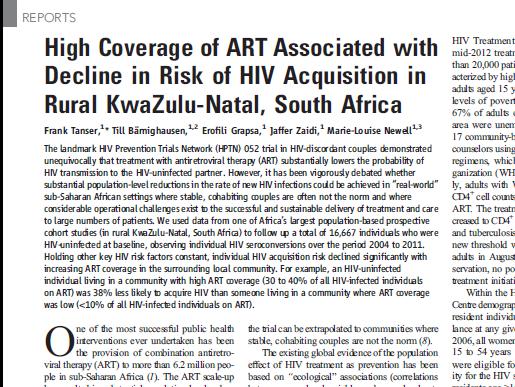 77) per 100 person-years Maps showing the estimated percentage of HIV + adults ( 15 years of age) on ART across the Africa Centre s surveillance area (2004 to