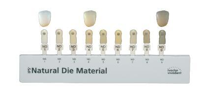 Shade determination of the natural tooth After tooth cleaning, the tooth shade of the non-prepared tooth and/or the adjacent teeth is determined with the help of a shade guide.