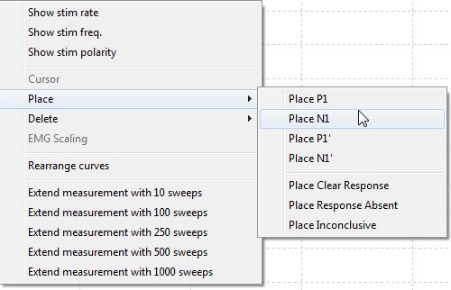 Marking peaks Peaks and troughs can be marked during and after testing in the Record tab and in the Edit tab. Simply right click on the curve and the window below will show up.
