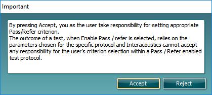 Checking Enable pass/refer results in the system labeling an overall test as either a Pass or Refer based on user defined DP criteria.