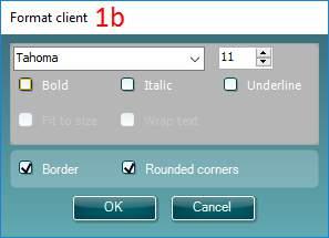 Client information a) Select fields opens the Select fields window where you select which items are to be shown in the client information element.