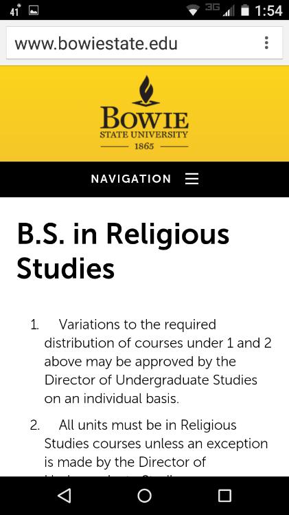 Mobility Limitations: Content BS in Religious Studies: mobile