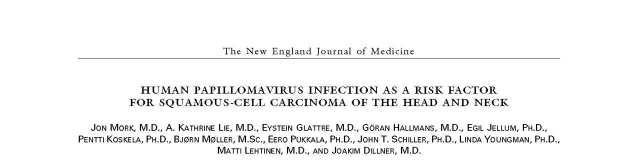 in 1970s, declining since However, incidence of oropharynx SCC is rising Proportion of HNSCC arising in