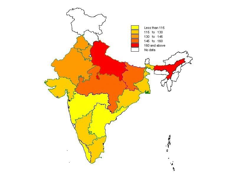 Figure 2: Inter-state variations in fertility in India: