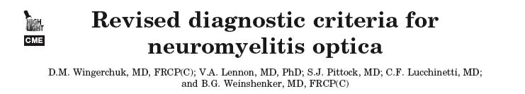NMO: diagnostic criteria
