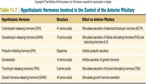 Anterior Pituitary Secretions (in response to hypothalamus) Anterior Pituitary Response: AP PP 1. 2. 3. 4. 5. 6.