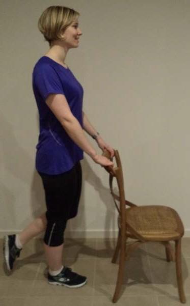 for balance, stand on one leg and complete a calf