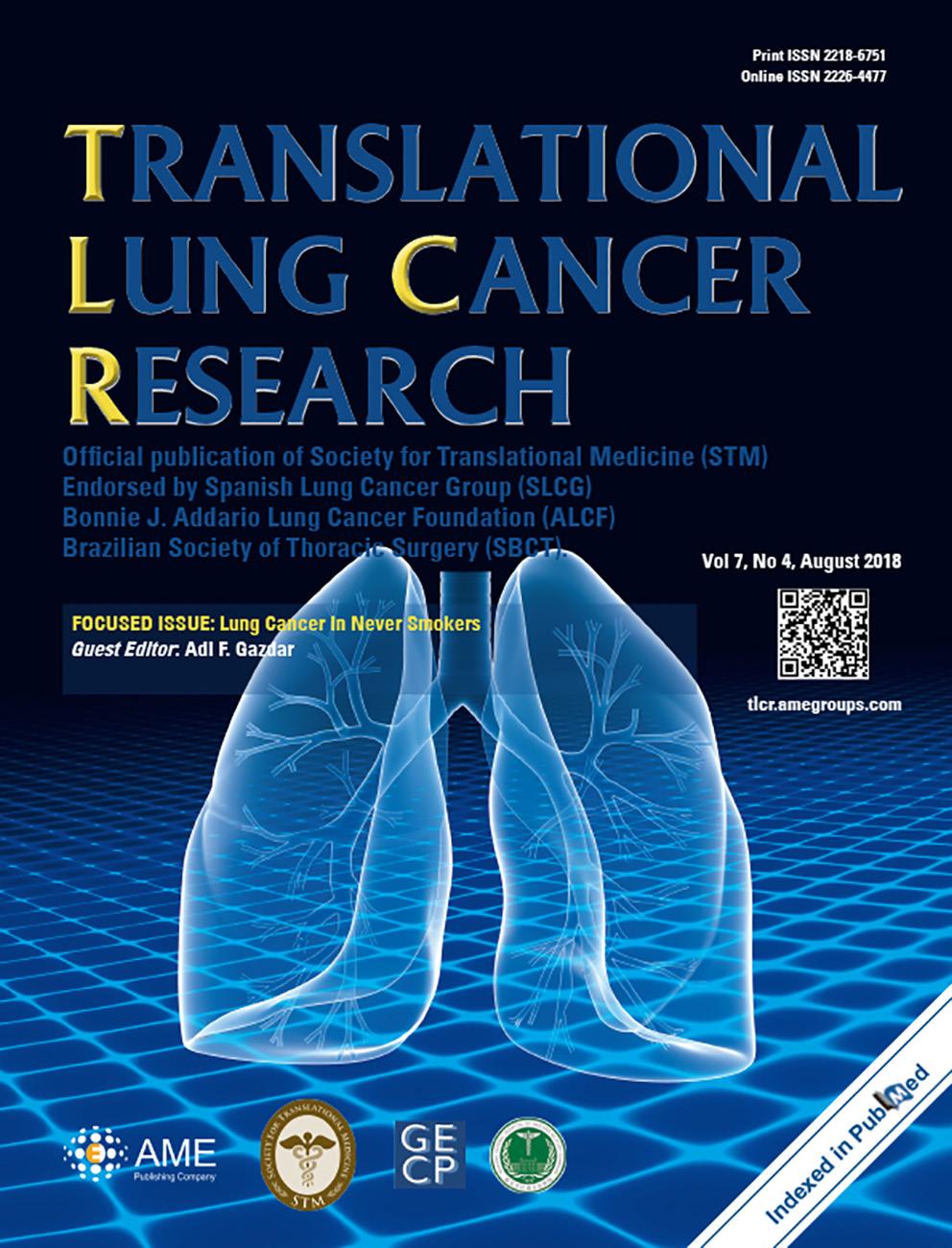 News Translational Lung Cancer Research, the 7 th AME Journal indexed in SCIE Editorial Office Editorial Office of Translational Lung Cancer Research, AME Publishing Company, Hong Kong, China