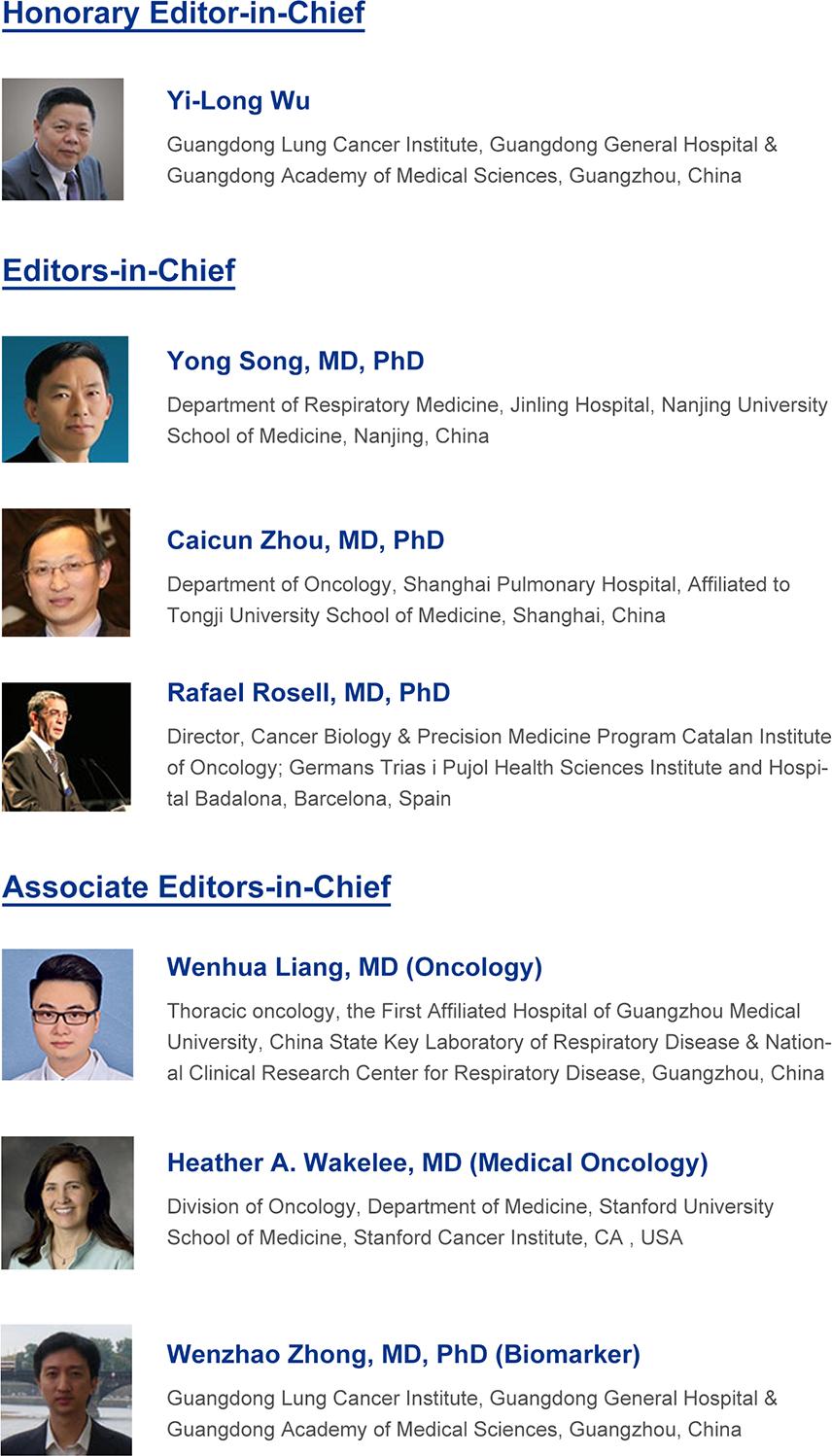 610 Editorial Office. Translational Lung Cancer Research, the 7th AME Journal indexed in SCIE Figure 2 The Honorary Editor-in-Chief, Editors-in-Chief, and Associate Editors-in-Chief of TLCR.
