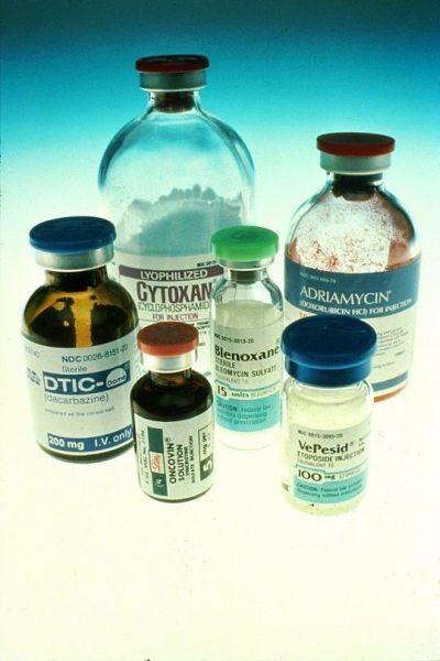 Pic Chemotherapy bottles are used as an injection or a drip directly into a vein (intravenous chemotherapy).