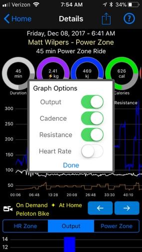 This link will take you to the ride details screen and you will be able to see additional ride details including heart rate, output and power zone graphs The rings below the quick view link can be