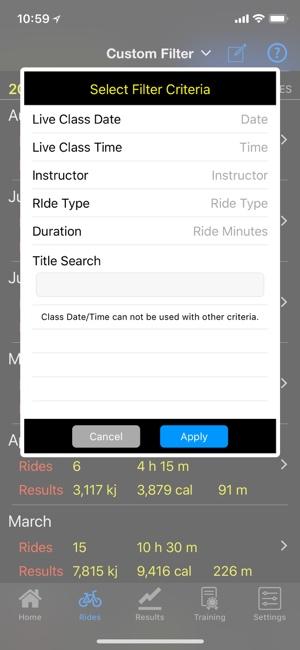 Filter options include: All Rides New Rides Favorite Rides Custom Filter All are pretty straight forward, but the Custom Filter requires a little a bit more explanation.