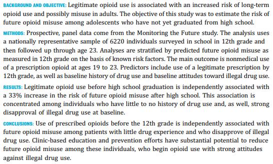 Opioid use in adolescence is associated with