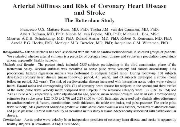 Conclusions - Aortic pulse wave velocity is an independent predictor of coronary