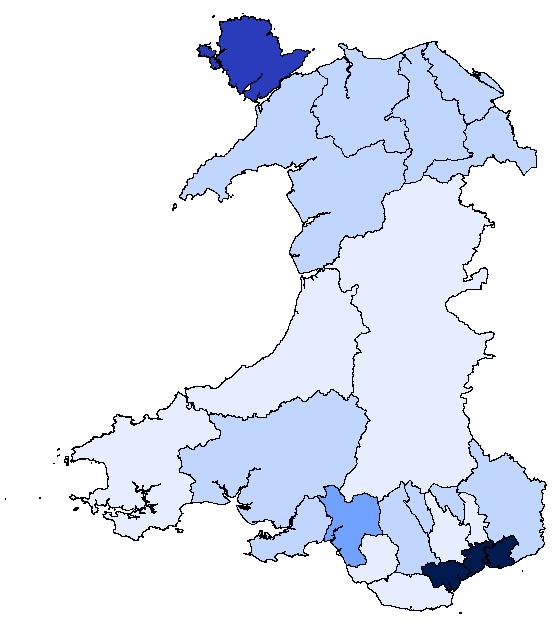 1.2 Area of Residence Between 2012 and 2013, the rate of tuberculosis increased in Betsi Cadwaladr University, Abertawe Bro Morgannwg University and Cardiff and Vale University Health Boards,
