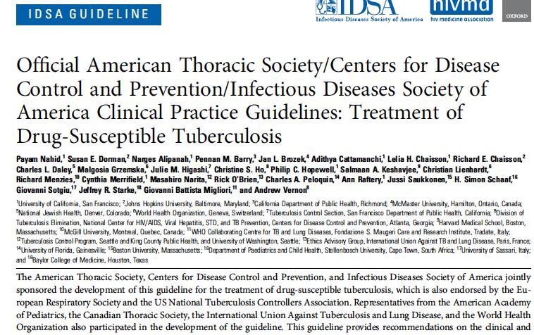 ATS/CDC/DSA Treatment Guidelines August 2016 (last version 2003!