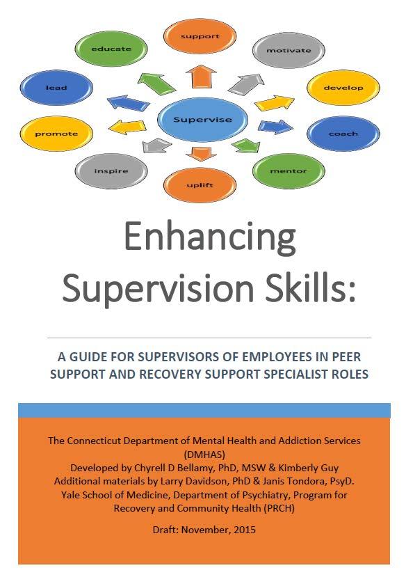 Supervision to Peer Support Service Supervisors work on coaching & mentoring peer support worker (PSW) Peers have a weekly group supervision to discuss