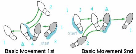 Basic movement ISSUE 24/ 2009 ROMANIAN JOURNAL OF PHYSICAL THERAPY Step Timing Beat Foot position Foot Action used Body turn 1 4 ½ 2 & ½ Chasse to right (RLR) 3 1 1 4 2 1 LF Forward B flat LF close