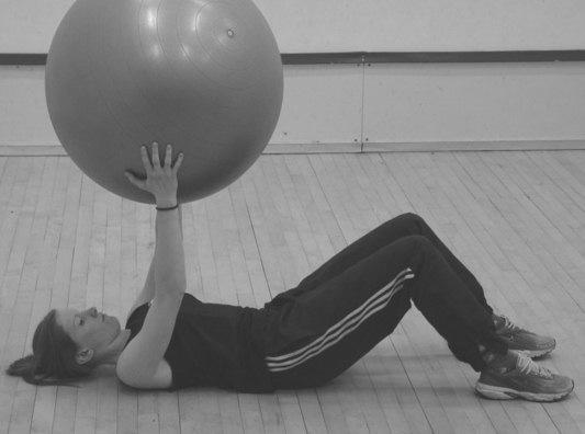 Ball Overhead Ball Overhead Aim: teach lower abdominal activity and trunk stability, feel influence of load on trunk. Technique: Lie on back with knees bent and ball in hands.