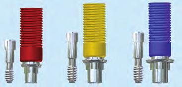 050" hex or Uni-Torx screw, and the patented occlusal plug (CSP=cylinder, screw & plug). The plastic color coded cylinders, available in 4 diameters, are ribbed to facilitate wax build-ups.