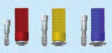 050" hex screw or Uni-Torx screw, and the patented occlusal plug (CSP=cylinder, screw & plug). The plastic color coded cylinders, available in 4 diameters, are ribbed to facilitate wax build-ups.