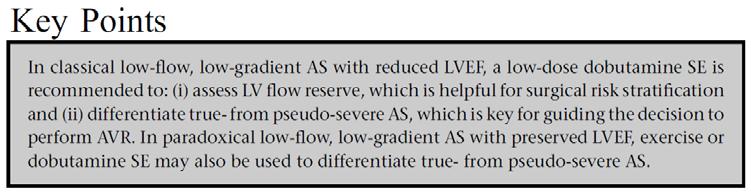 Decision Intervention (surgical AVR or TAVI) Aortic stenosis (low gradient) LV flow reserve True AS