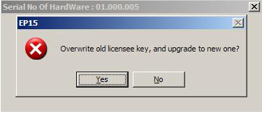 In this dialog box it is possible to enter the new license key that we generate.