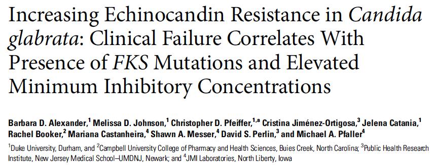 % Multidrug resistance common: fluconazole resistance in 36% Alexander BD, Clin