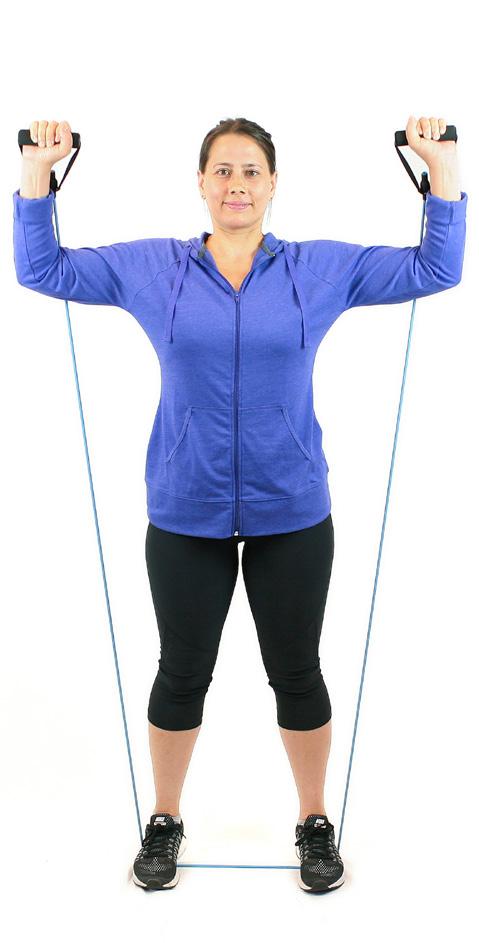 Bring hands to shoulder level with elbows bent and shoulder blades down and back. 4.