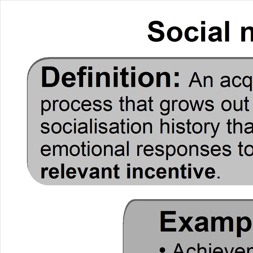 Primary need-activating incentive Incentive that activates each social need s emotional and behaviour