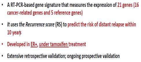 ONCOTYPE DX It was developed on the basis of the NSABP B-20 and B-14
