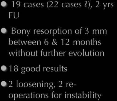 Mayo s prosthesis 19 cases (22 cases?
