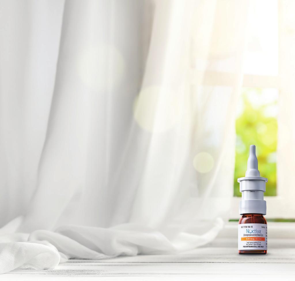 Why NOCTIVA? NOCTIVA (desmopressin acetate) Nasal Spray is approved by the FDA to treat nocturia due to nocturnal polyuria. It could help reduce the amount of urine your kidneys produce at night.