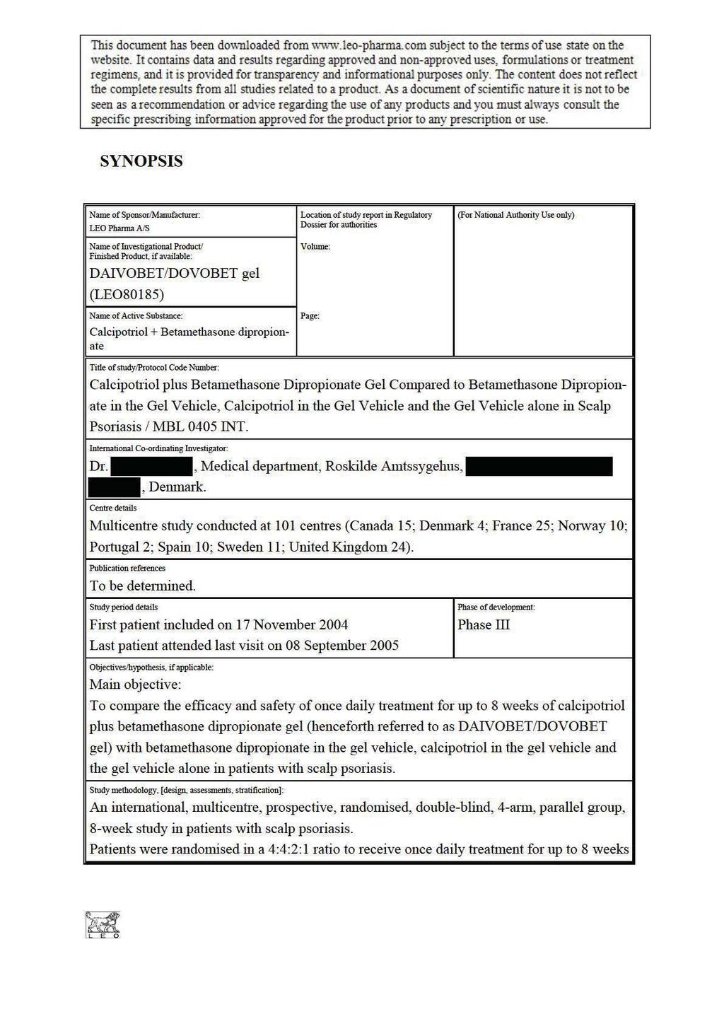 This document has been downloaded from W"\vw.leo-pharma.com subject to the tennsofuse state on the website.