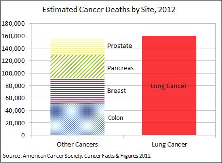 Lung Cancer Facts Lung Cancer in the US 222,500 new cases per year in the US in 2016 155,870 deaths from lung cancer in